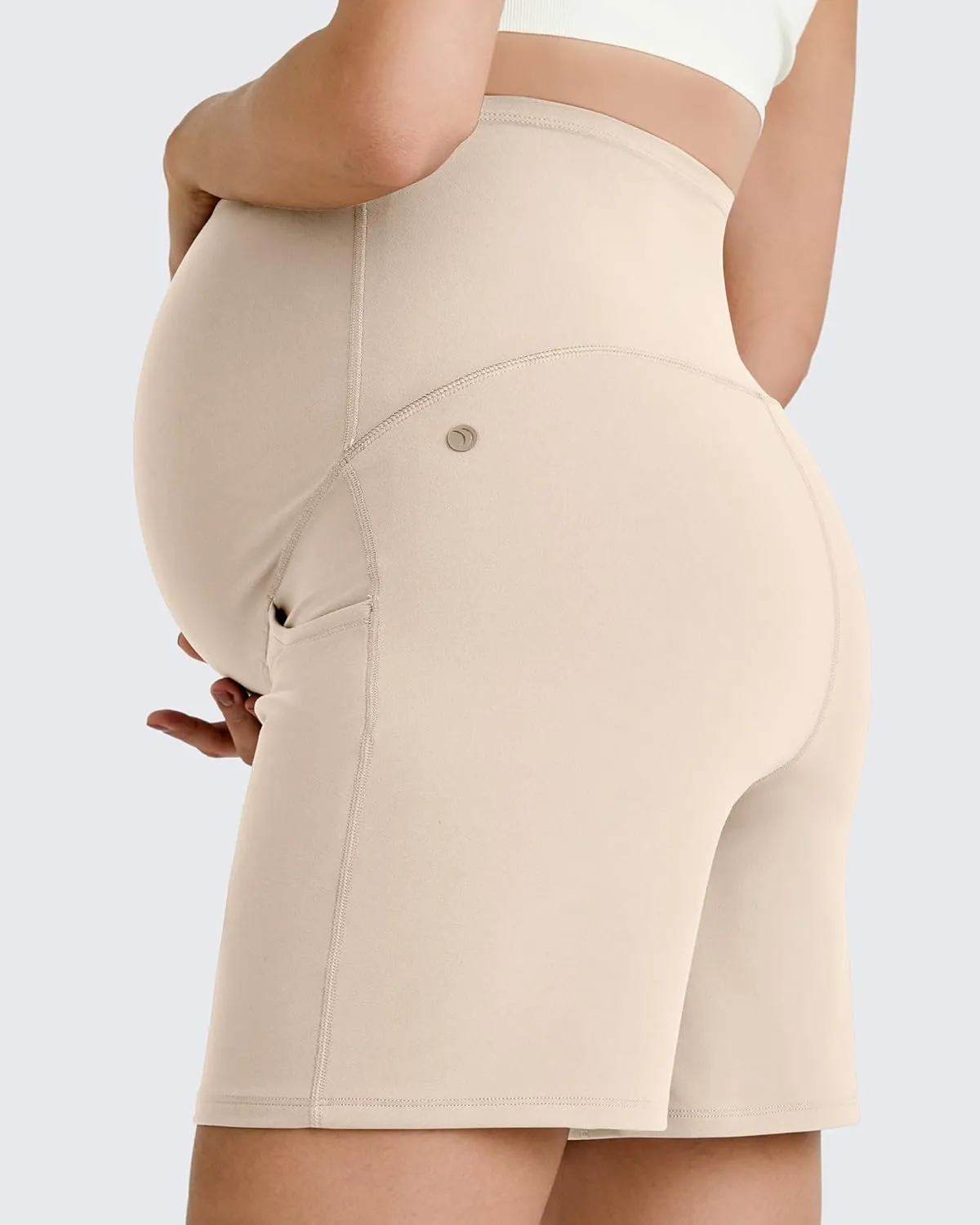 G4Free BareFeel Maternity Athletic Shorts with Pockets Over The Belly Workout Pants Comfy Summer Pregnancy Clothes