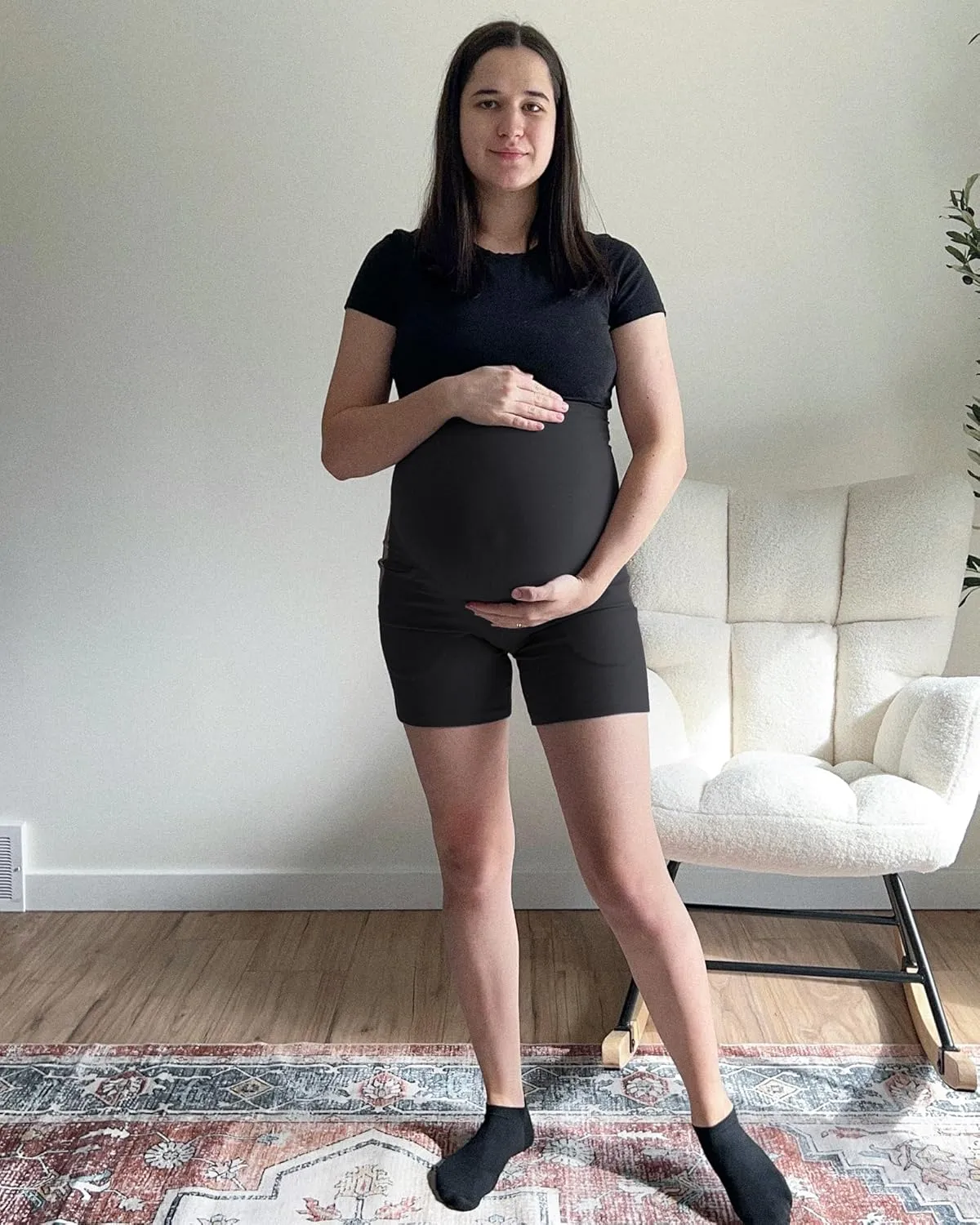 G4Free BareFeel Maternity Athletic Shorts with Pockets Over The Belly Workout Pants Comfy Summer Pregnancy Clothes