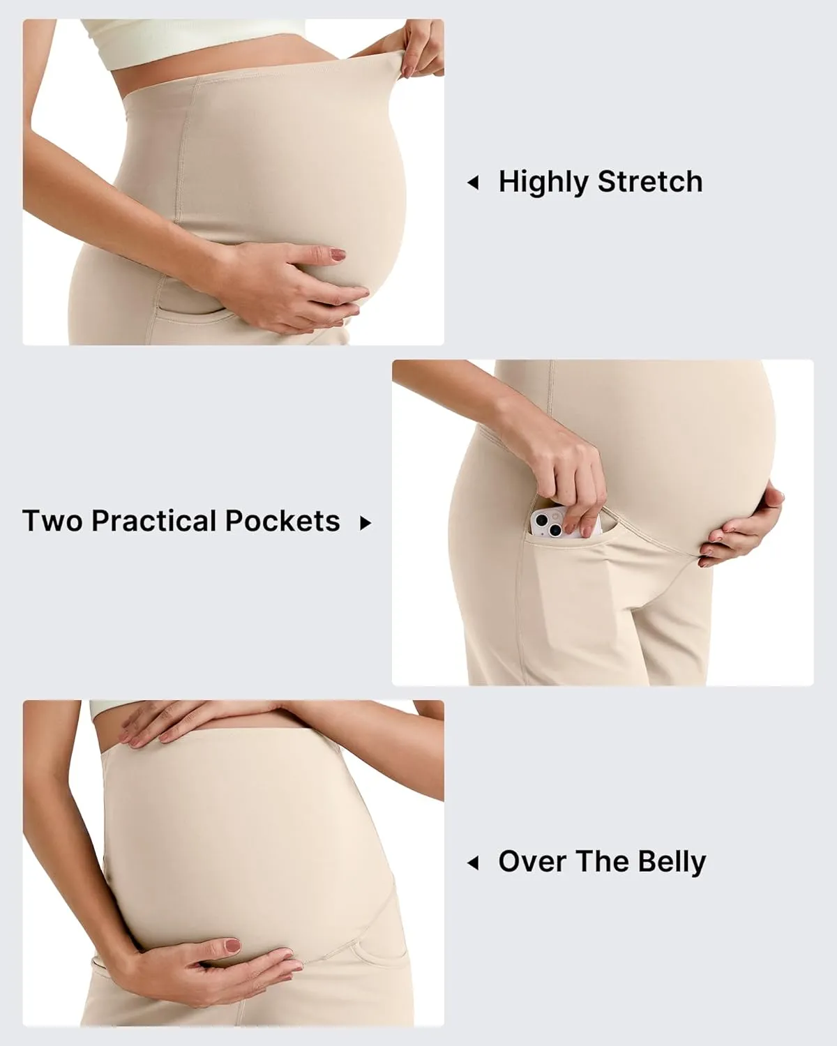 G4Free BareFeel Maternity Athletic Shorts with Pockets Over The Belly Workout Pants Comfy Summer Pregnancy Clothes