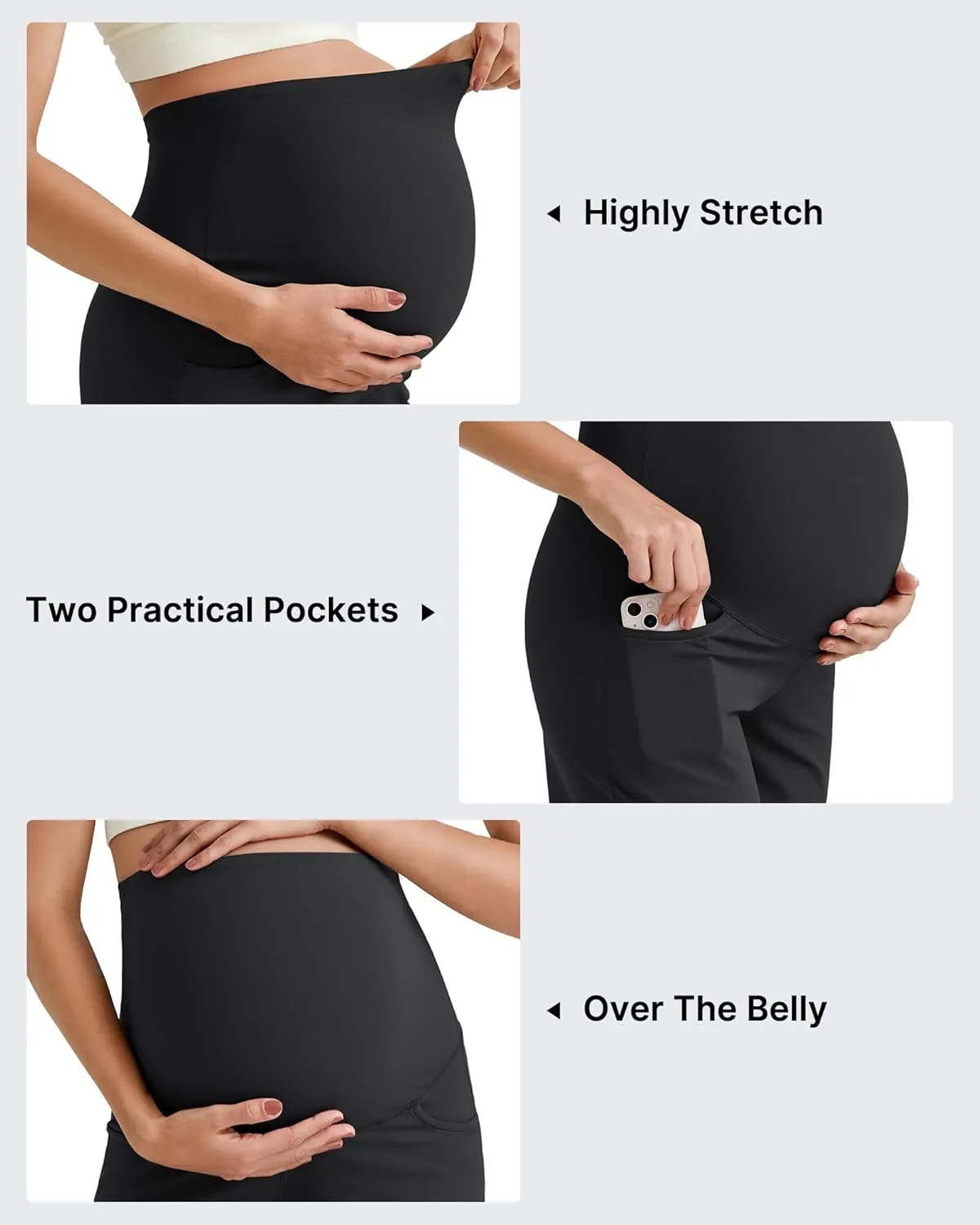 G4Free BareFeel Maternity Athletic Shorts with Pockets Over The Belly Workout Pants Comfy Summer Pregnancy Clothes