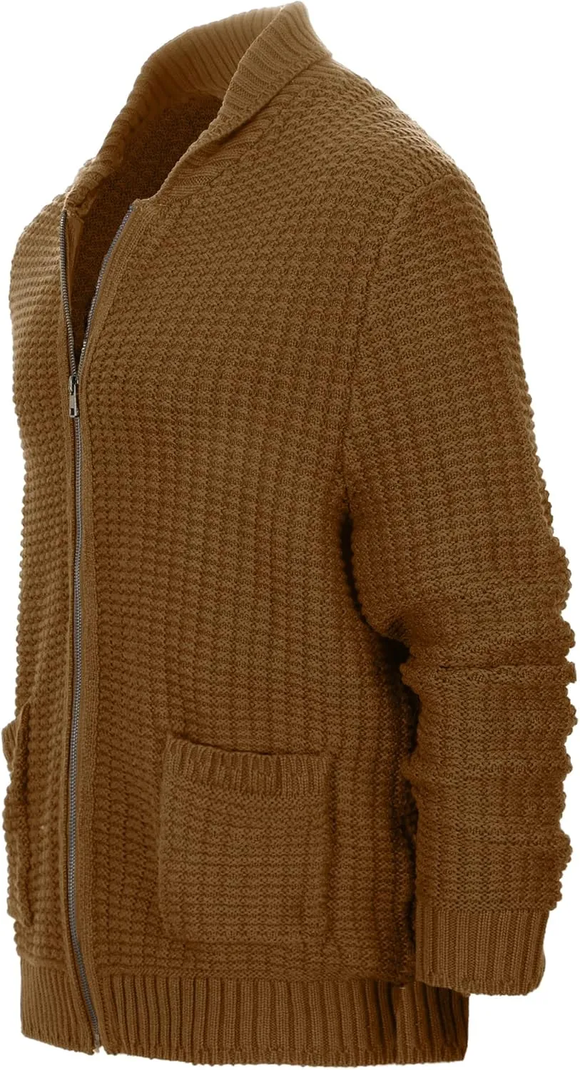 Gioberti Mens 100% Cotton Milano Knit Full-Zip Sweater