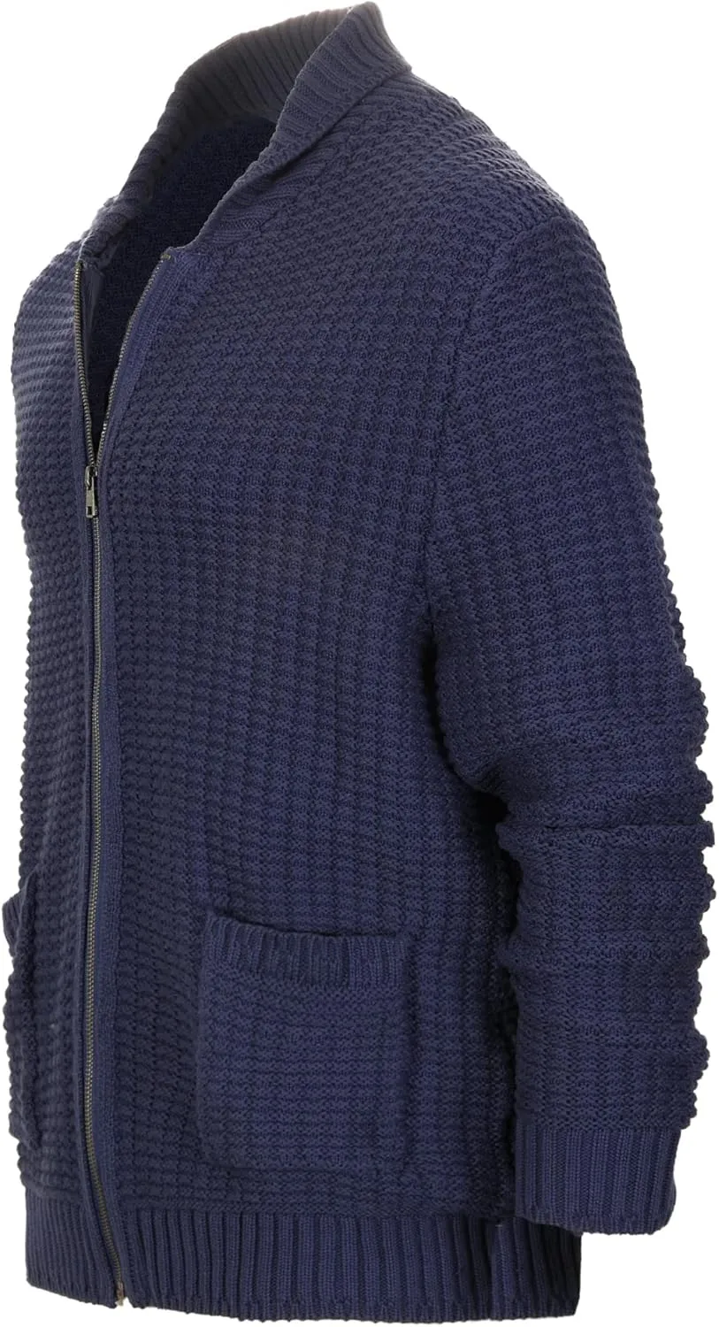 Gioberti Mens 100% Cotton Milano Knit Full-Zip Sweater