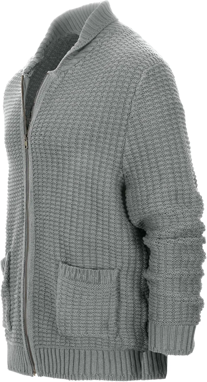 Gioberti Mens 100% Cotton Milano Knit Full-Zip Sweater