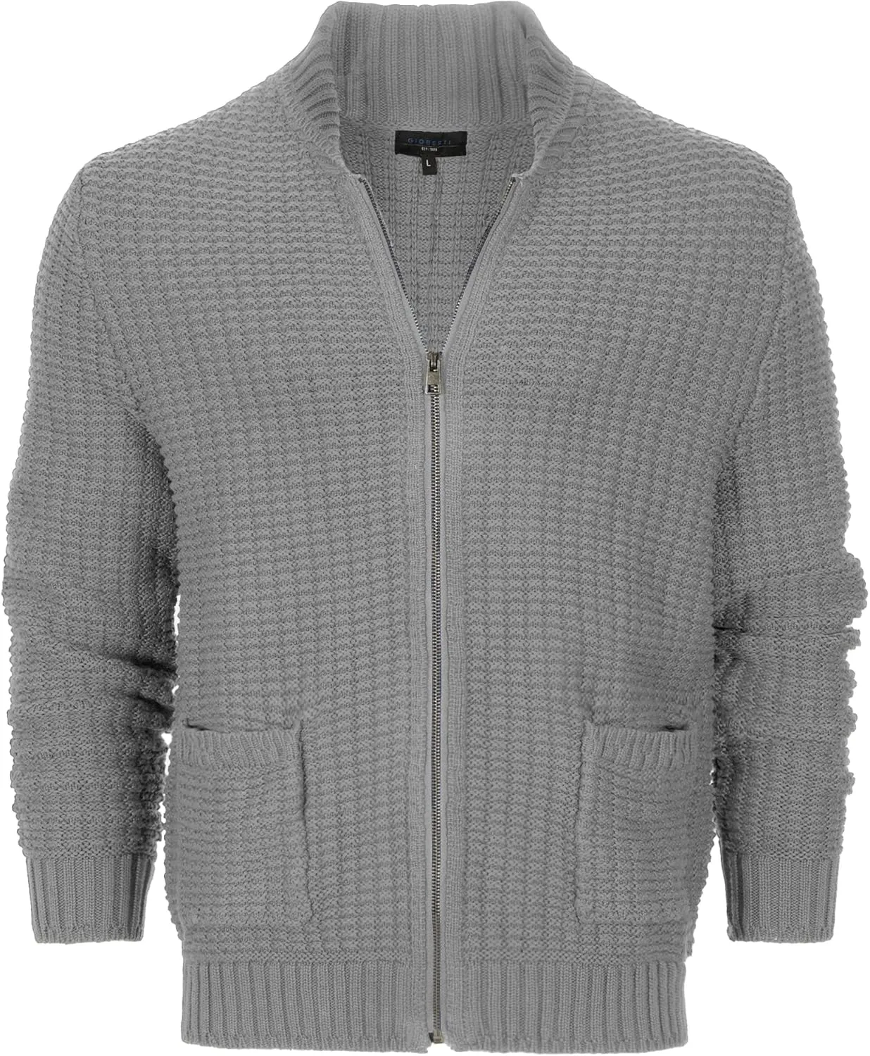 Gioberti Mens 100% Cotton Milano Knit Full-Zip Sweater