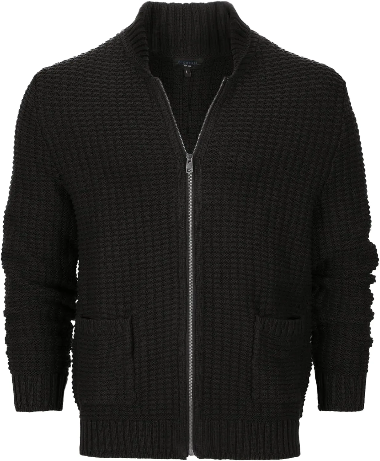 Gioberti Mens 100% Cotton Milano Knit Full-Zip Sweater