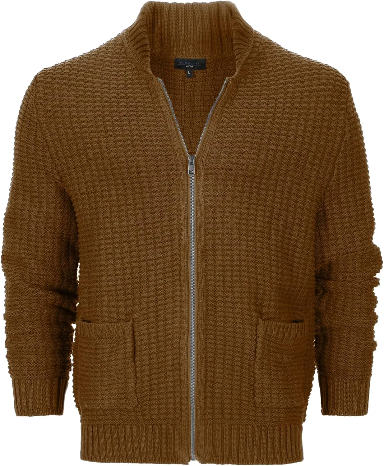 Gioberti Mens 100% Cotton Milano Knit Full-Zip Sweater