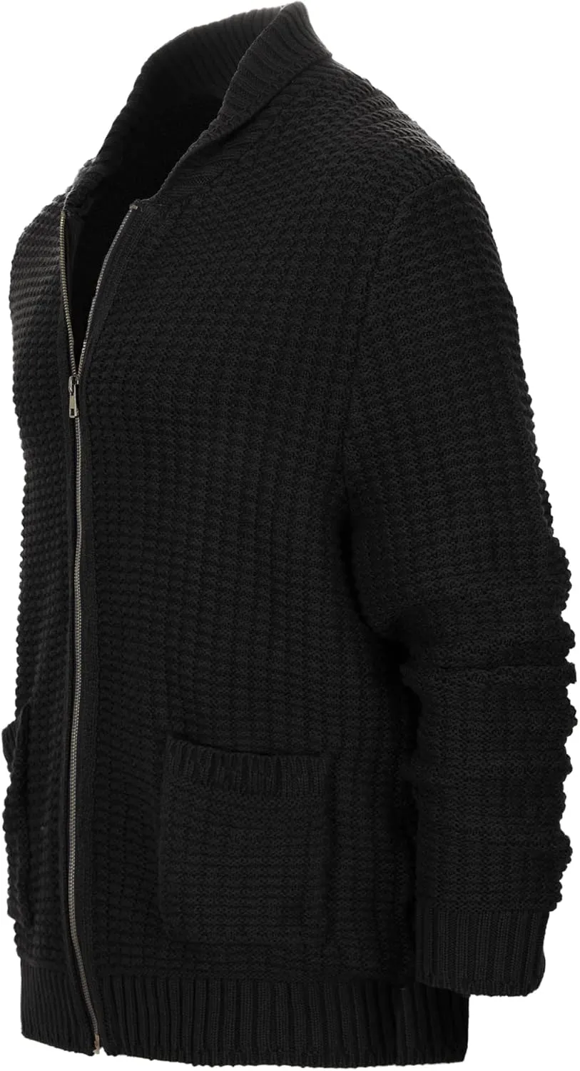Gioberti Mens 100% Cotton Milano Knit Full-Zip Sweater