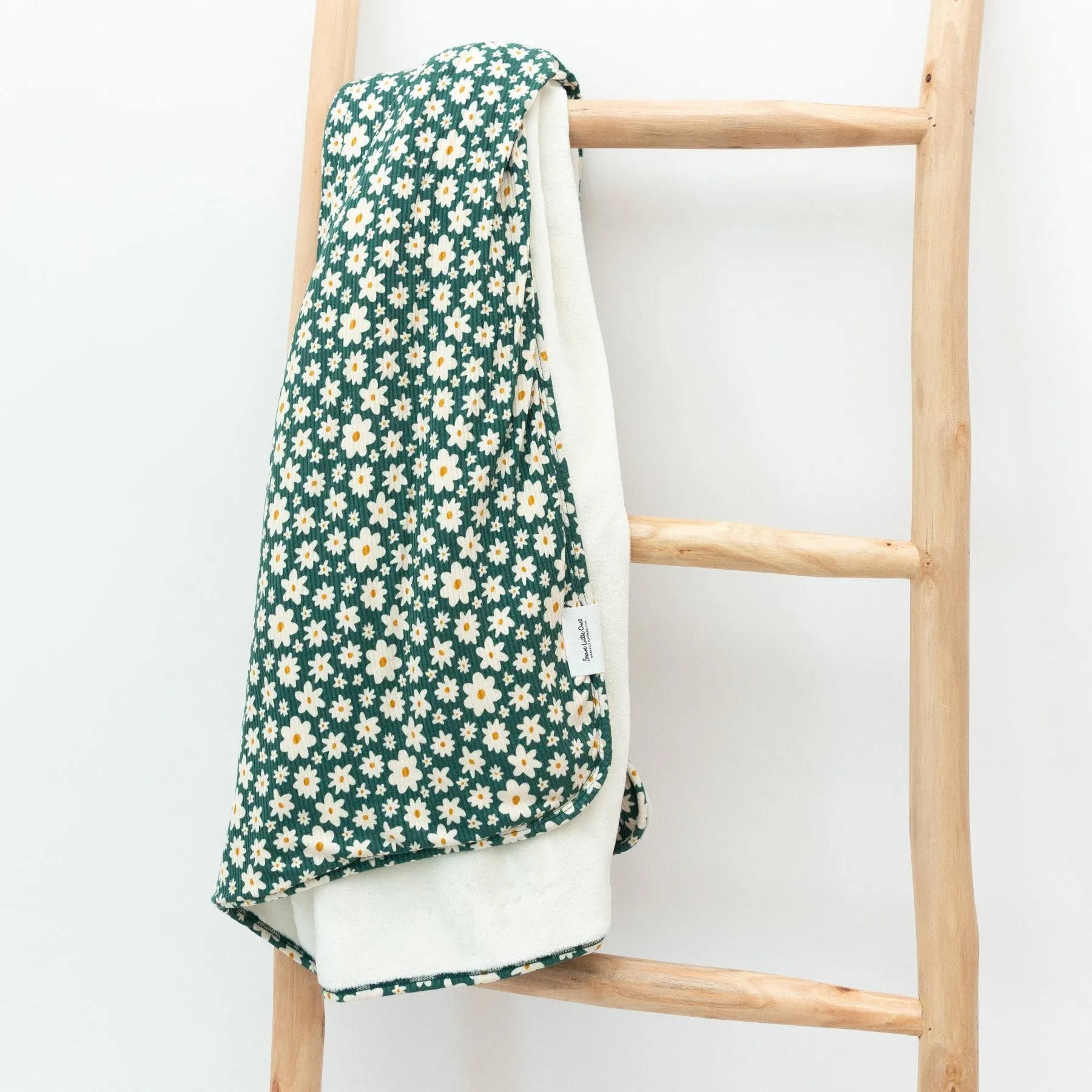 Green Floral Small Ribbed Youth Blanket