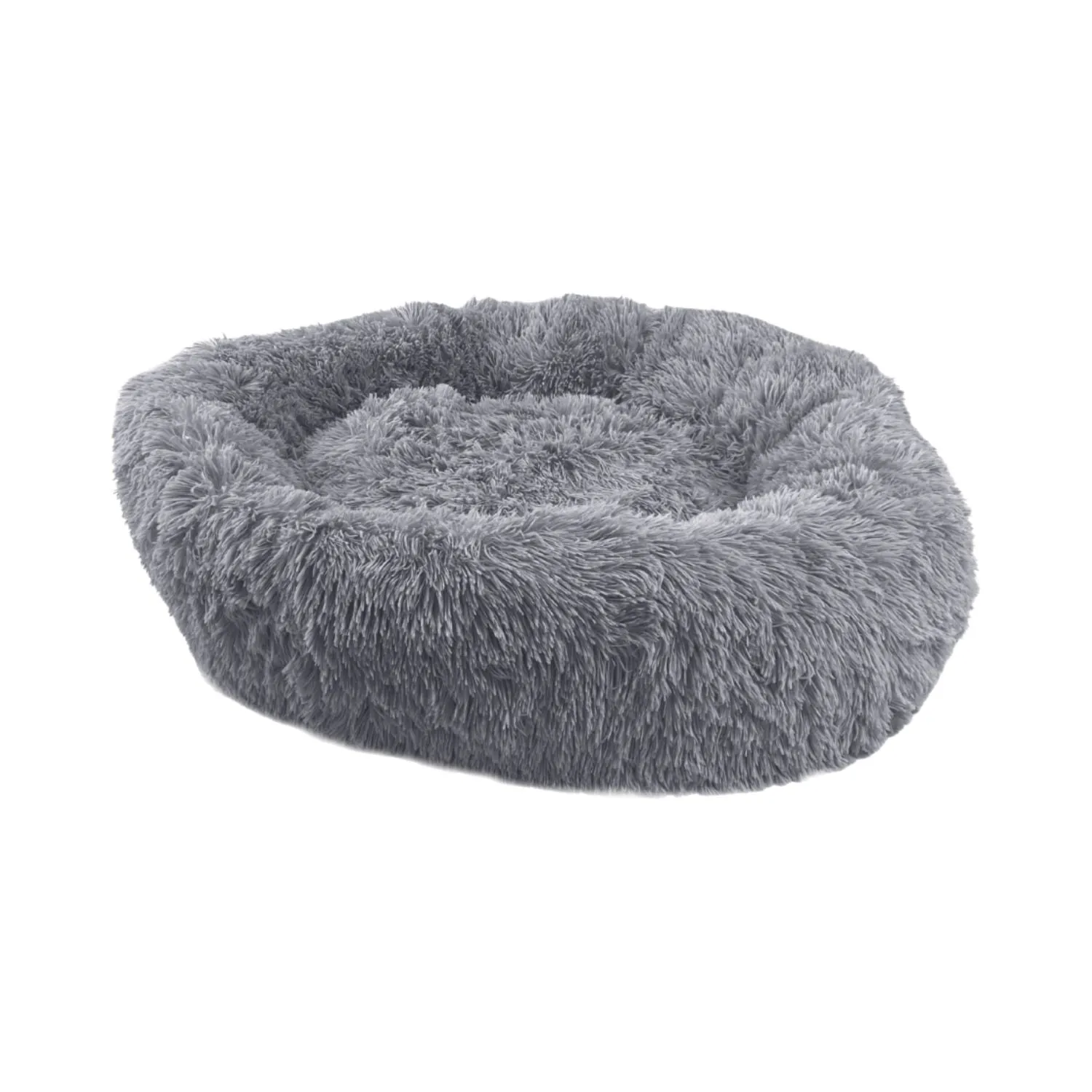 Grey Plush Pet Bed 70cm - Soft, Comfy & Calming