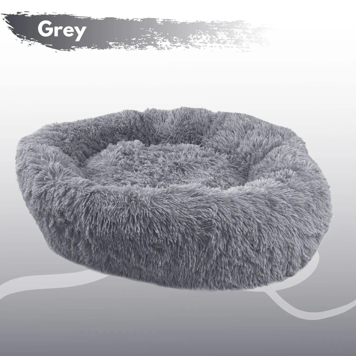 Grey Plush Pet Bed 70cm - Soft, Comfy & Calming