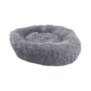 Grey Plush Pet Bed 70cm - Soft, Comfy & Calming
