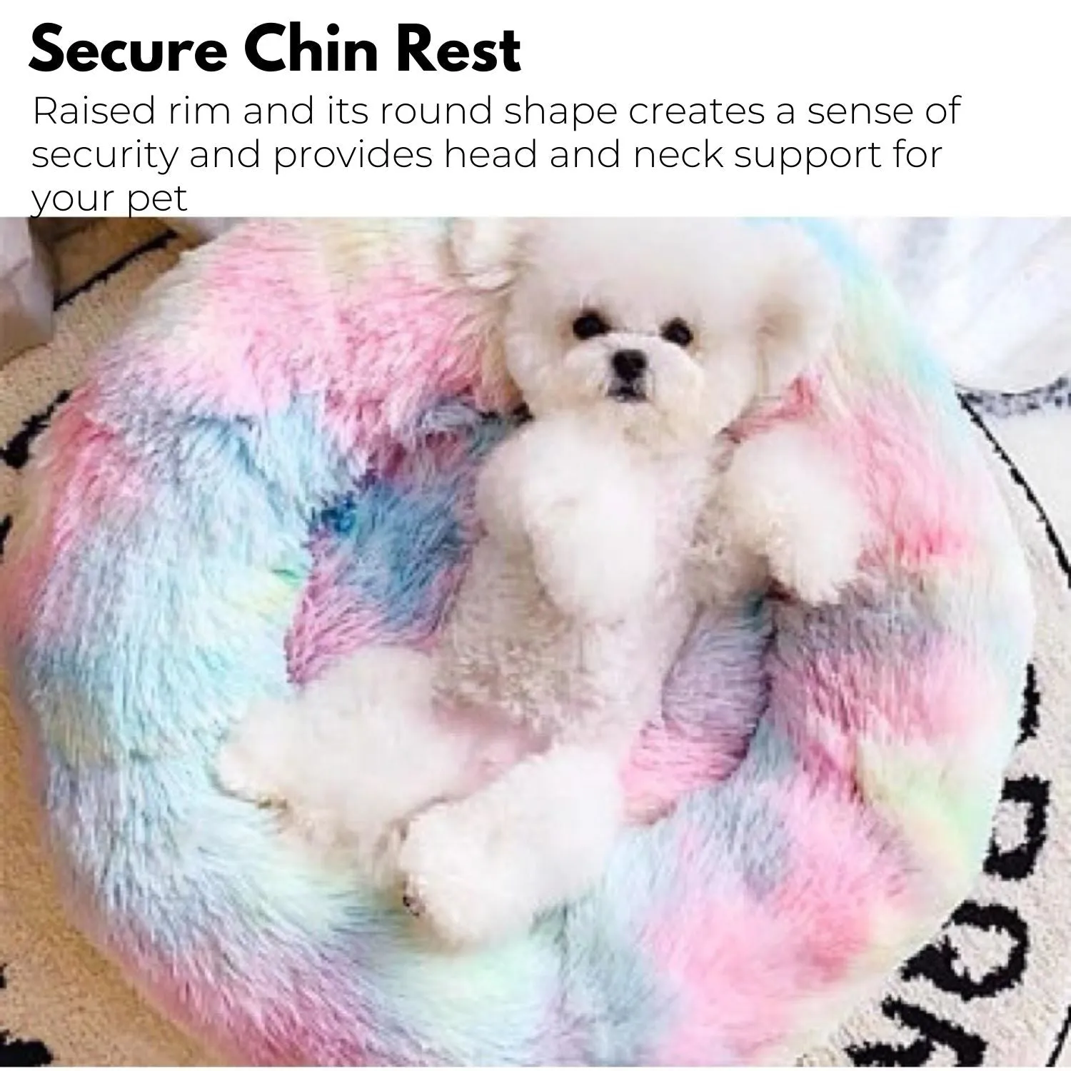 Grey Plush Pet Bed 70cm - Soft, Comfy & Calming