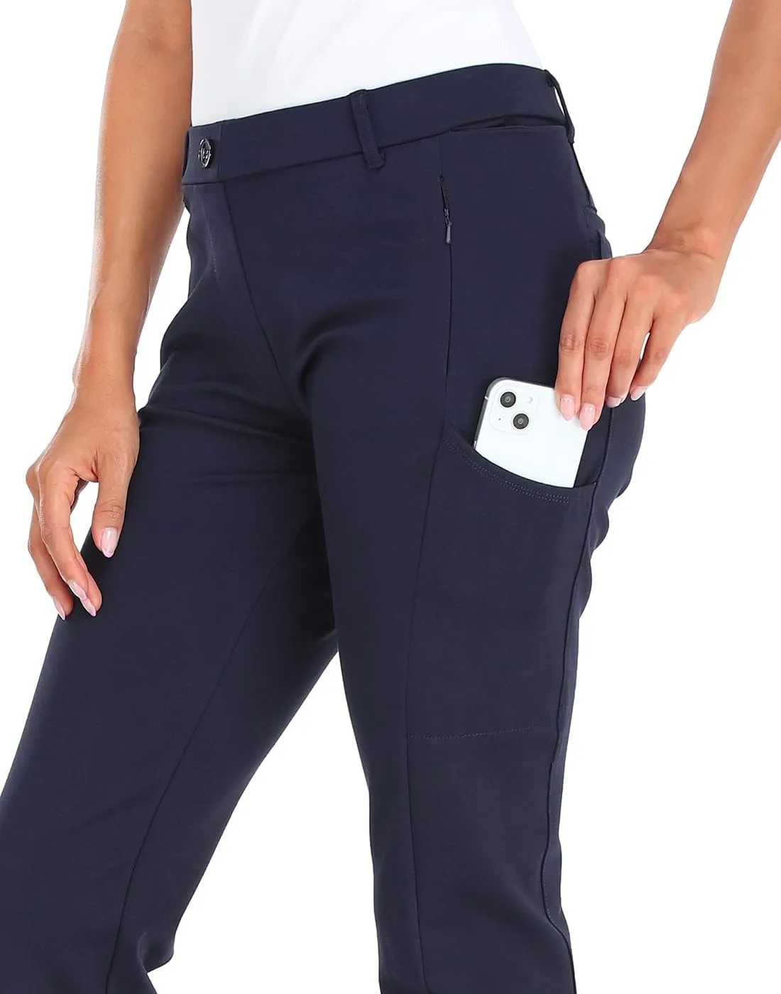 HDE Yoga Dress Pants for Women Straight Leg Pull On Pants with 8 Pockets