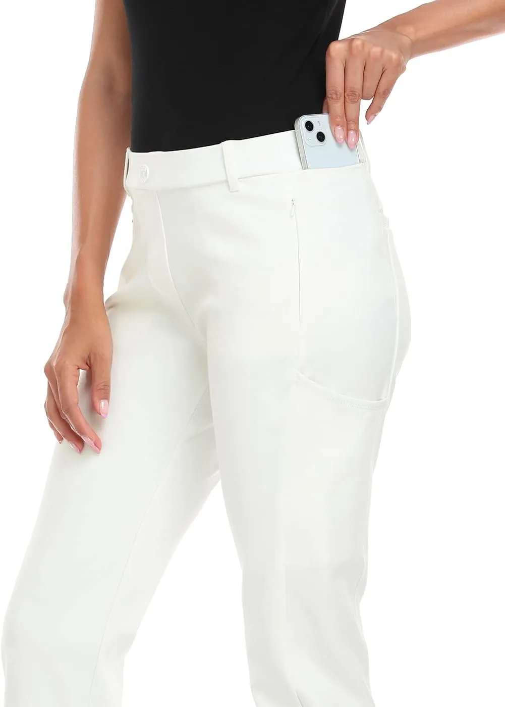 HDE Yoga Dress Pants for Women Straight Leg Pull On Pants with 8 Pockets