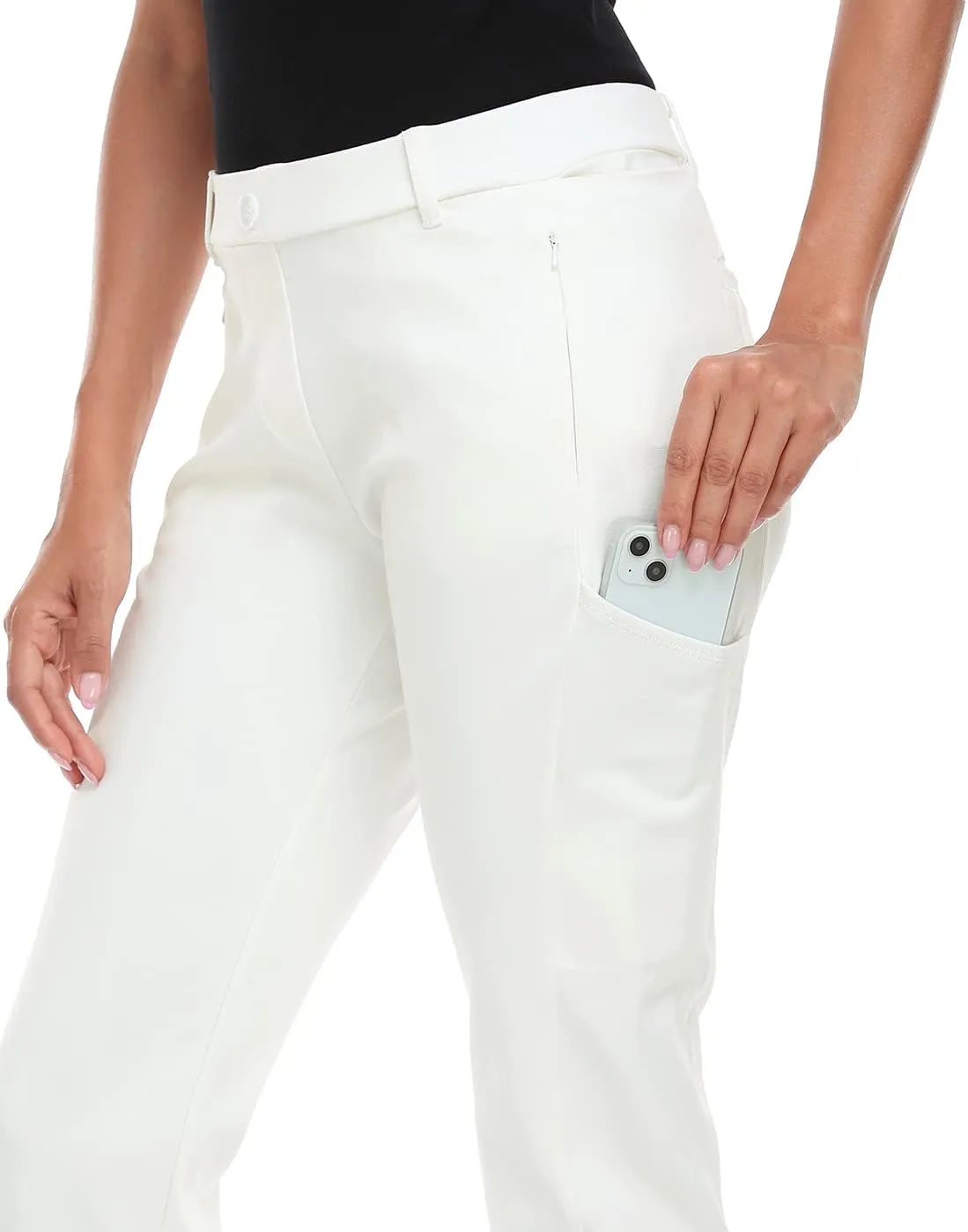 HDE Yoga Dress Pants for Women Straight Leg Pull On Pants with 8 Pockets