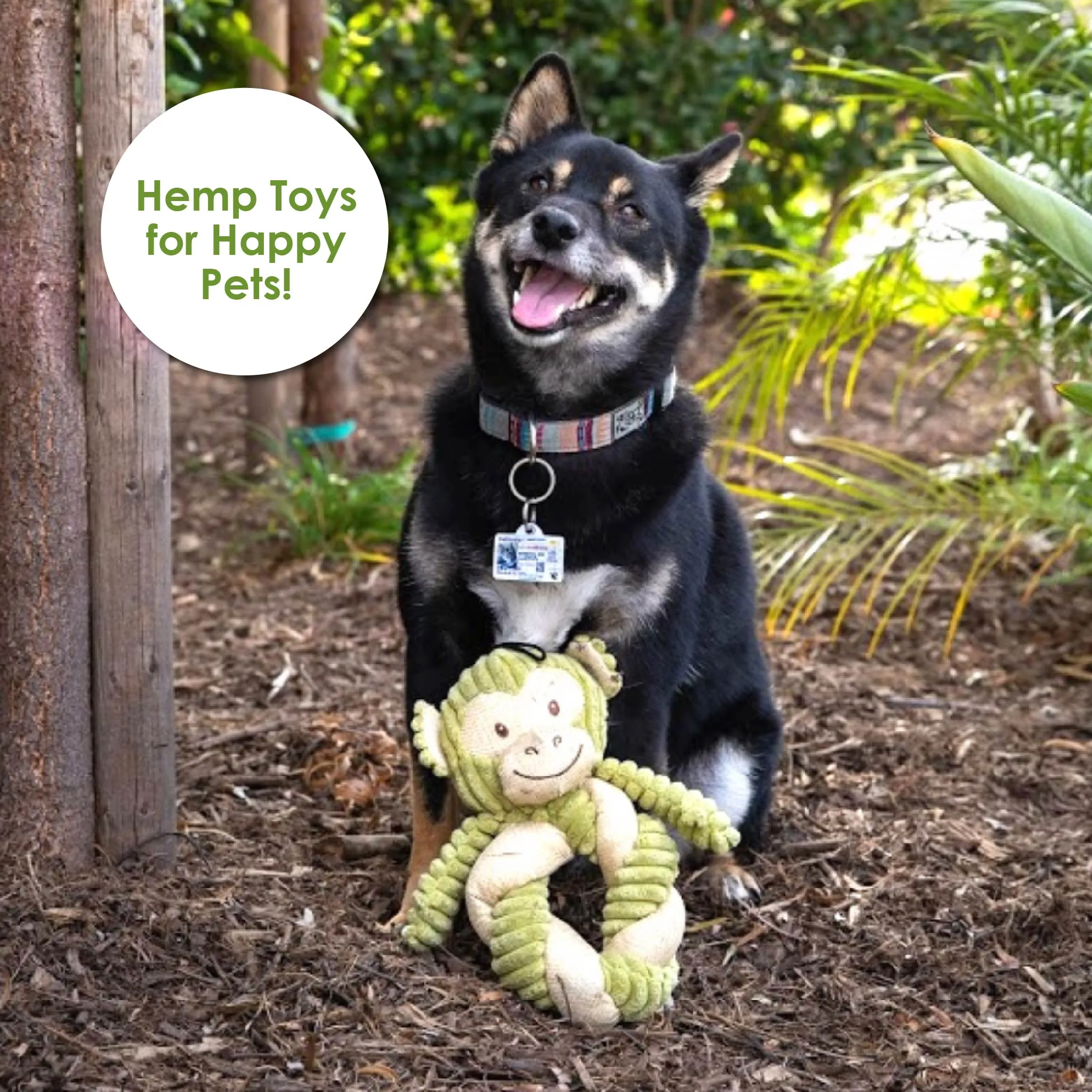 Hemp Monkey Twist Dog Toy, Fun Squeaker in Head, Stimulates Pets Mentally & Physically, Cute Twisted Body with Hemp, Tough Hemp Rope for Chewing & Fetching, Non-Toxic, Cleans Teeth, Variety of Textures, for Pets