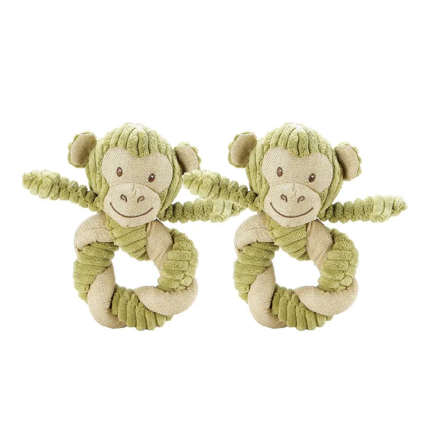 Hemp Monkey Twist Dog Toy, Fun Squeaker in Head, Stimulates Pets Mentally & Physically, Cute Twisted Body with Hemp, Tough Hemp Rope for Chewing & Fetching, Non-Toxic, Cleans Teeth, Variety of Textures, for Pets