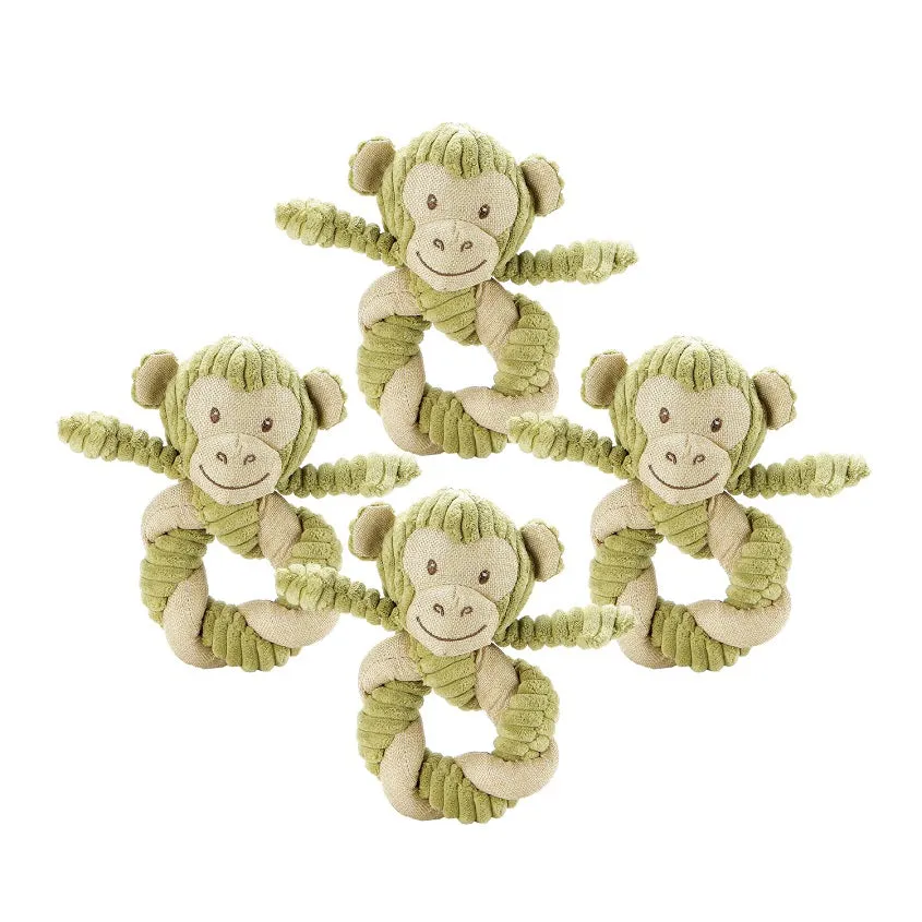 Hemp Monkey Twist Dog Toy, Fun Squeaker in Head, Stimulates Pets Mentally & Physically, Cute Twisted Body with Hemp, Tough Hemp Rope for Chewing & Fetching, Non-Toxic, Cleans Teeth, Variety of Textures, for Pets