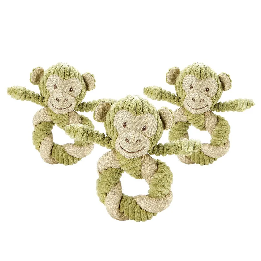 Hemp Monkey Twist Dog Toy, Fun Squeaker in Head, Stimulates Pets Mentally & Physically, Cute Twisted Body with Hemp, Tough Hemp Rope for Chewing & Fetching, Non-Toxic, Cleans Teeth, Variety of Textures, for Pets