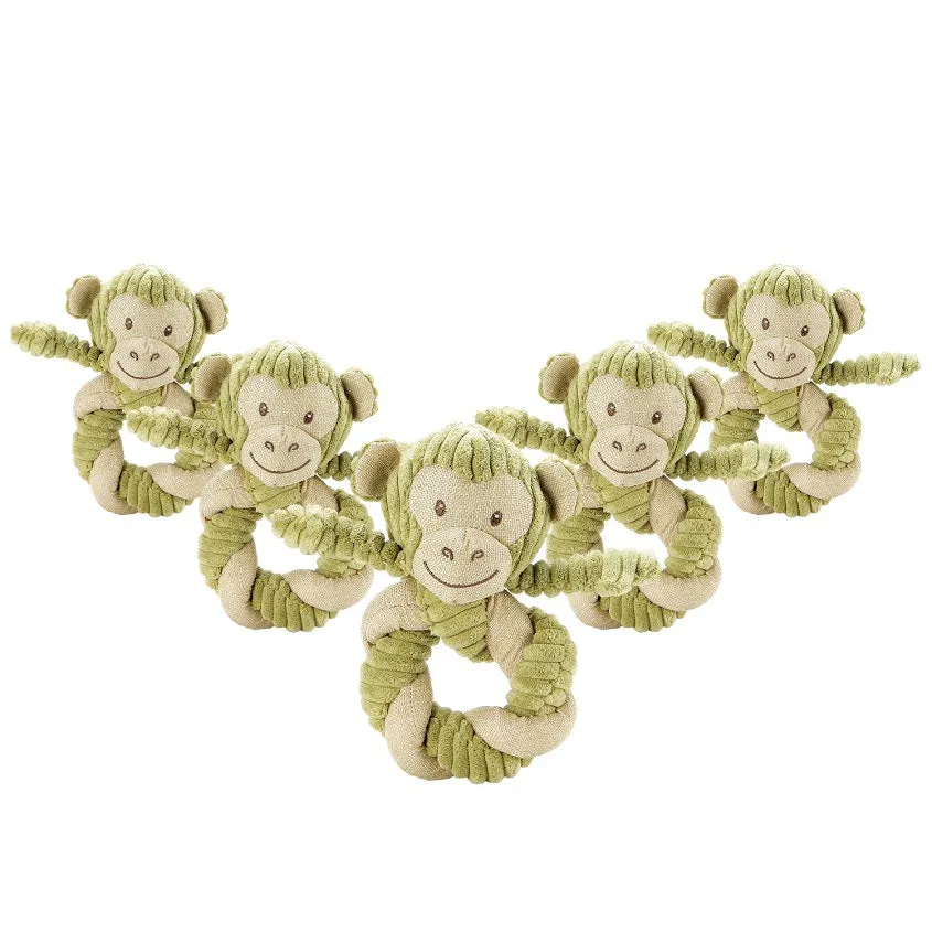 Hemp Monkey Twist Dog Toy, Fun Squeaker in Head, Stimulates Pets Mentally & Physically, Cute Twisted Body with Hemp, Tough Hemp Rope for Chewing & Fetching, Non-Toxic, Cleans Teeth, Variety of Textures, for Pets