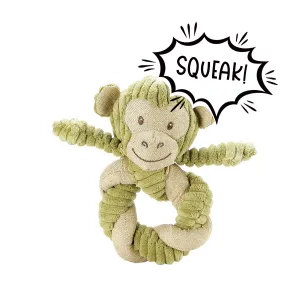 Hemp Monkey Twist Dog Toy, Fun Squeaker in Head, Stimulates Pets Mentally & Physically, Cute Twisted Body with Hemp, Tough Hemp Rope for Chewing & Fetching, Non-Toxic, Cleans Teeth, Variety of Textures, for Pets