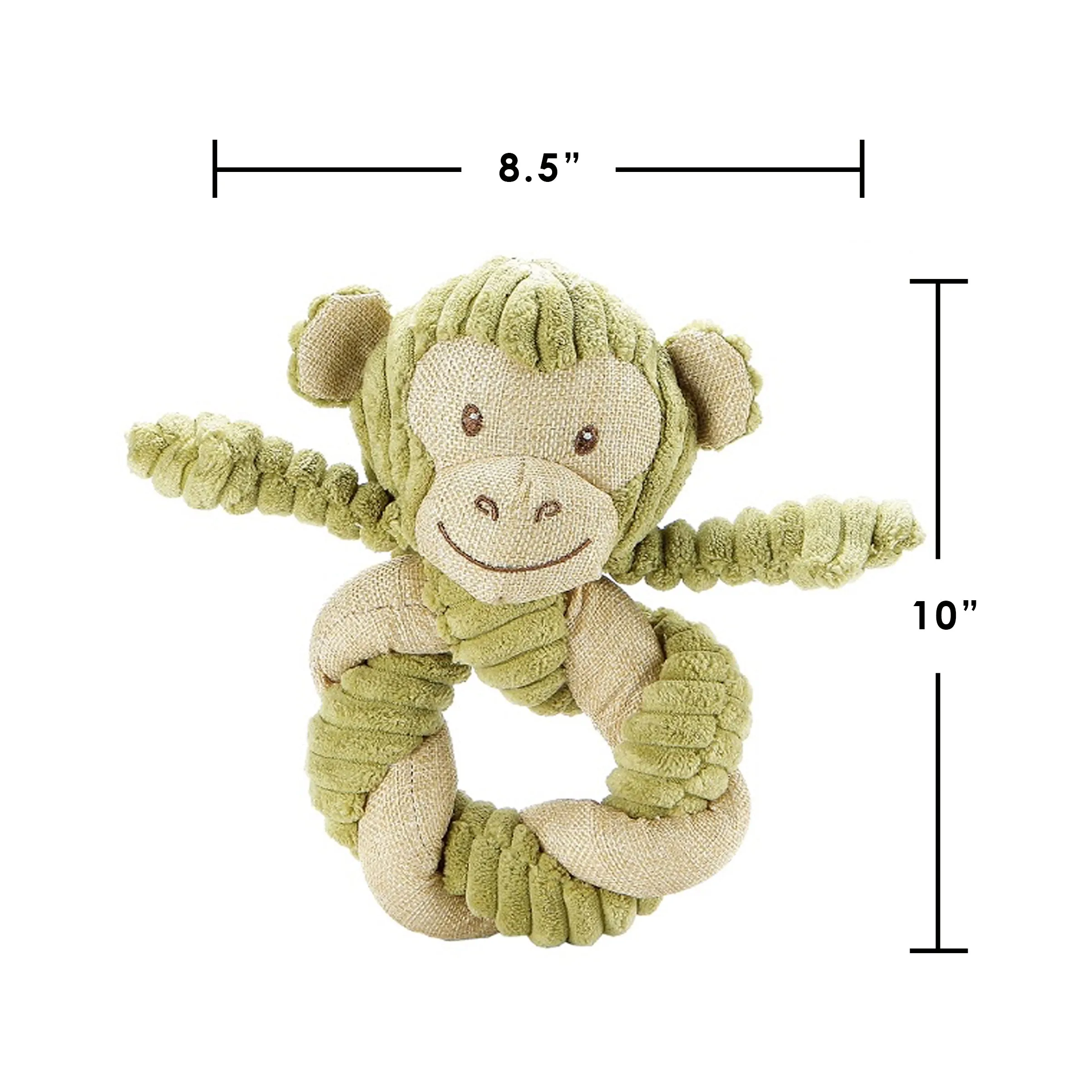 Hemp Monkey Twist Dog Toy, Fun Squeaker in Head, Stimulates Pets Mentally & Physically, Cute Twisted Body with Hemp, Tough Hemp Rope for Chewing & Fetching, Non-Toxic, Cleans Teeth, Variety of Textures, for Pets