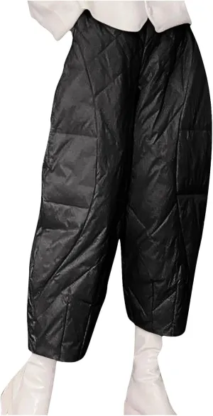 HGps8w Lightweight Baggy Down Cotton Pants for Women Plus Size Casual Warm Winter Padded Quilted Insulation Harem Pants