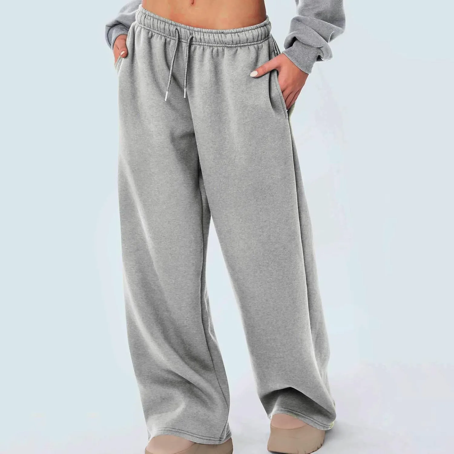 High Waist Wide Leg Sweatpants Women with Pockets Casual Athletic Pants Tall Length Gym Running Trousers
