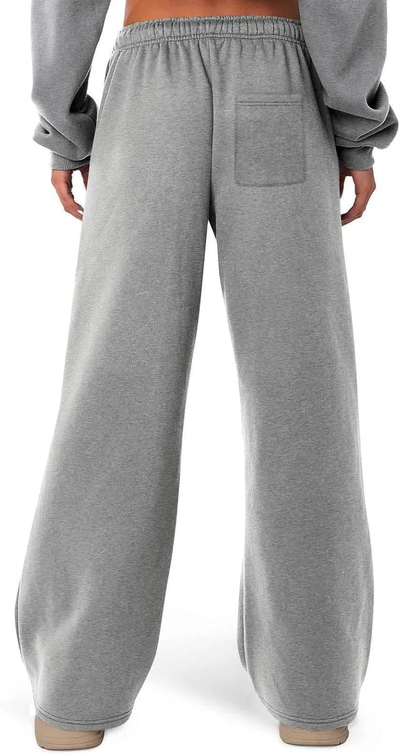 High Waist Wide Leg Sweatpants Women with Pockets Casual Athletic Pants Tall Length Gym Running Trousers