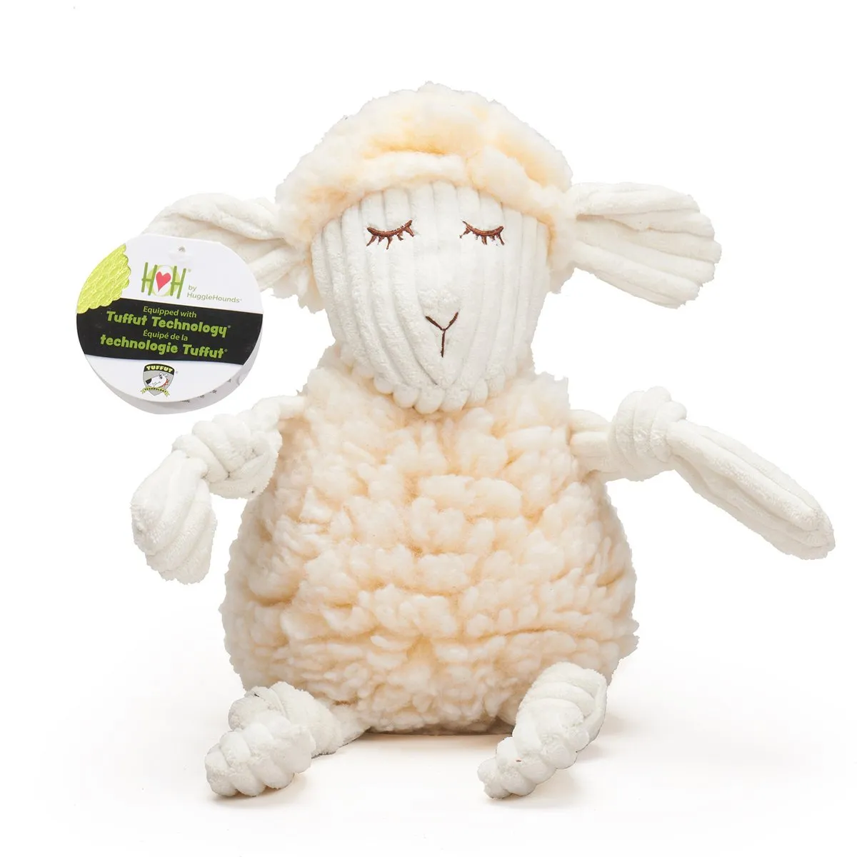 HuggleHounds Fluffer Knottie Durable Squeaky Plush Dog Toy, Louise Lamb