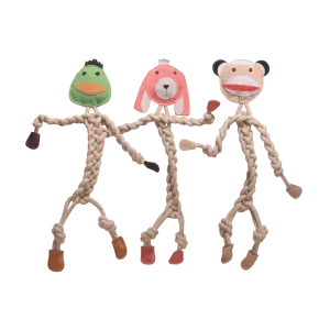 HuggleHounds HuggleHide Durable All Natural Leather & Rope Dog Toy, SuperSize 3pk