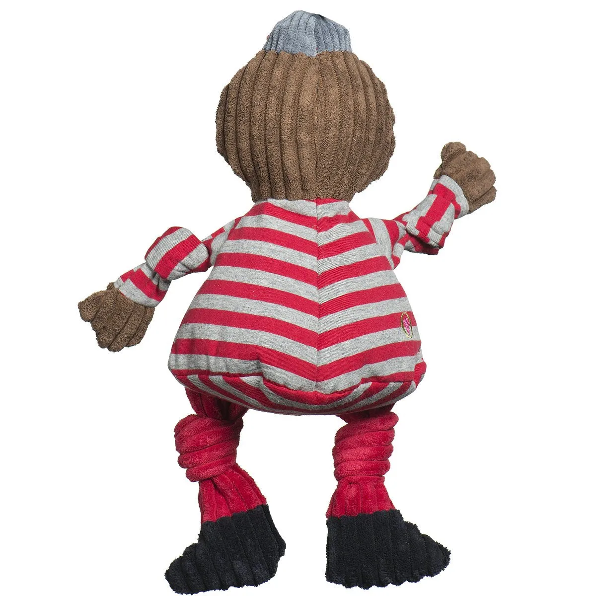 HuggleHounds Knottie Officially Licensed College Mascot Durable Squeaky Plush Dog Toy, Ohio State Buckeyes