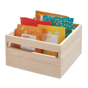 iDesign EcoWood Natural Paulownia Wood Storage Bin with Handles