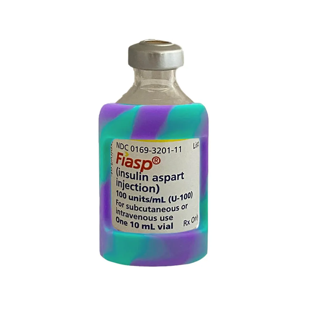 Insulin Vial Protective Silicone Sleeve- Purple-Green