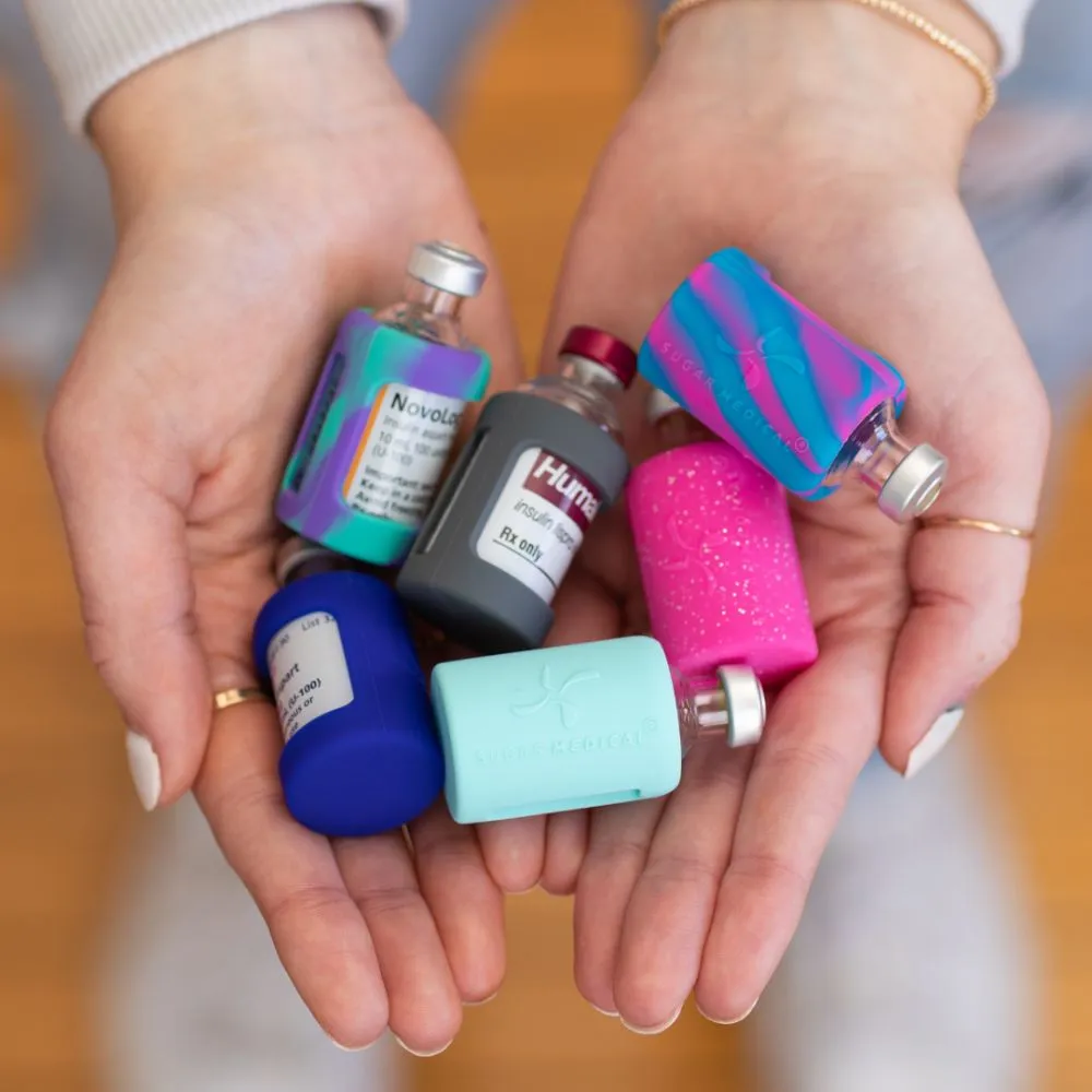 Insulin Vial Protective Silicone Sleeve- Purple-Green
