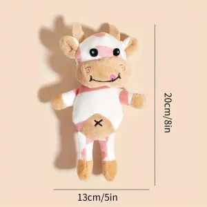 Interactive Plush Toy for Dogs Durable Cartoon Cow Design