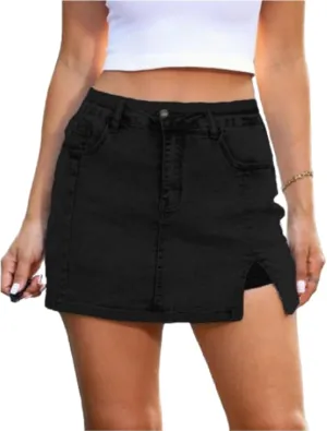 Jean Skorts for Women,High Waisted Casual Stretchy Denim Skirt Side Split Mini Skirts