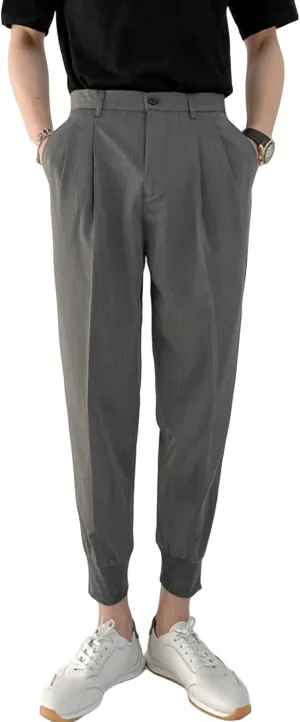 JEShifangjiusu Men's Slim Fit Dress Pant Lightweight Chino Flat Front Straight Fit Pant Pants Winter Trousers Outdoor Pants (34,Grey), Grey, 34