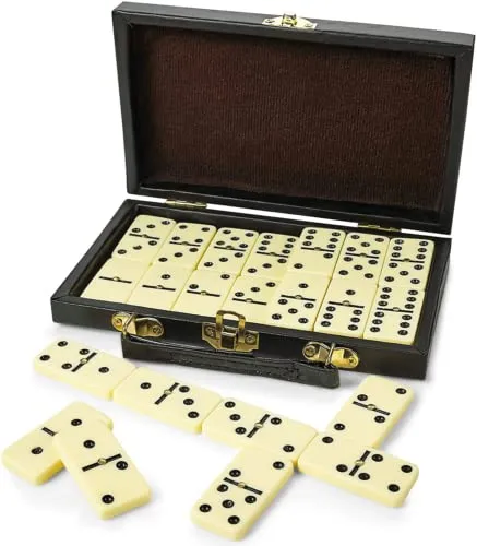 Kicko Premium Classic Domino Set - Jumbo - Double Six - 28 Thick Pieces In Durable Wooden