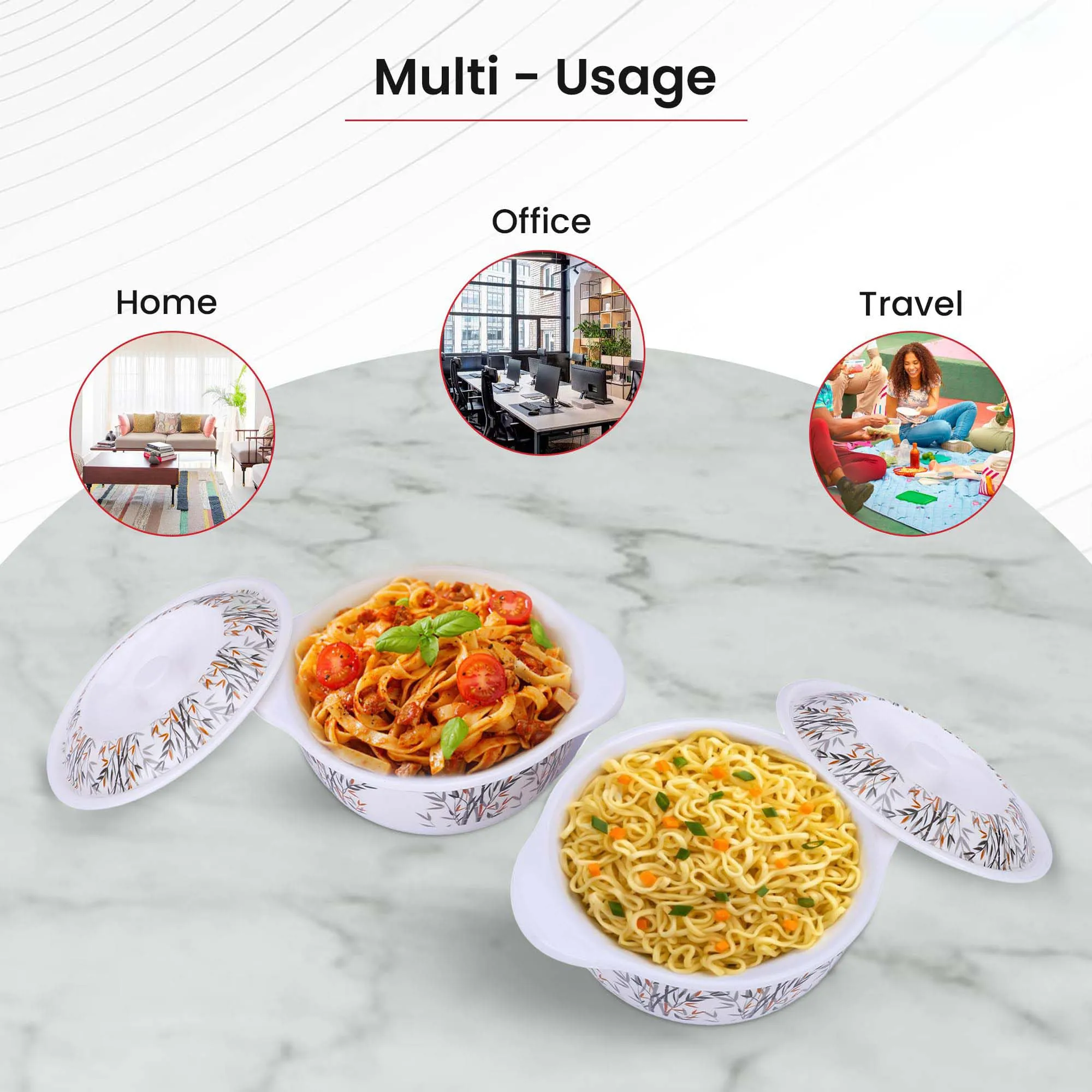 Kuber Industries Microwave Safe & BPA Free Melamine Serving Bowls with Lids Set of 2 | Heat Resistant & Unbreakable Rice Bowl for Serving, Mixing Bowls for Kitchen Utensils | Yellow Bamboo