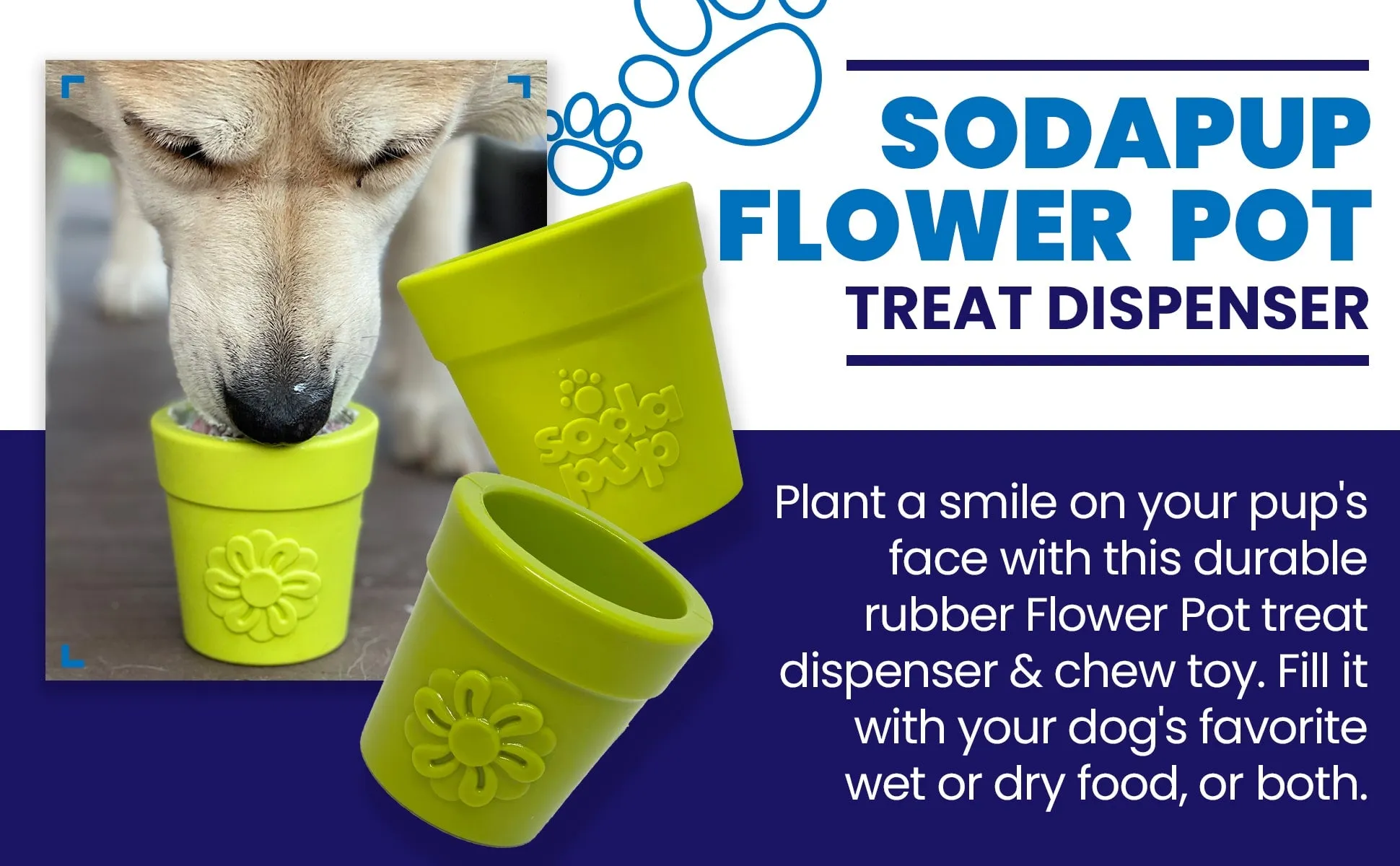 Large Flower Pot Durable PUP-X Rubber eCup Treat Dispenser & Enrichment Toy