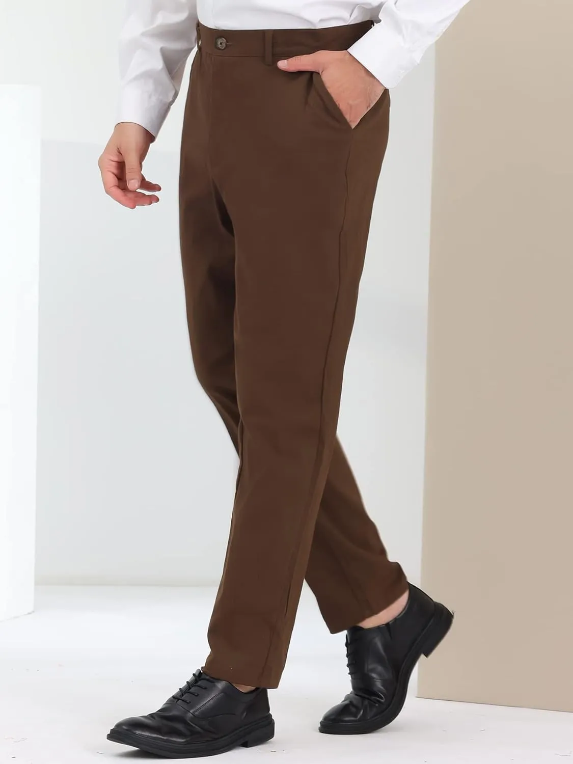 Lars Amadeus Men's Dress Pants Classic Fit Flat Front Solid Color Prom Trousers