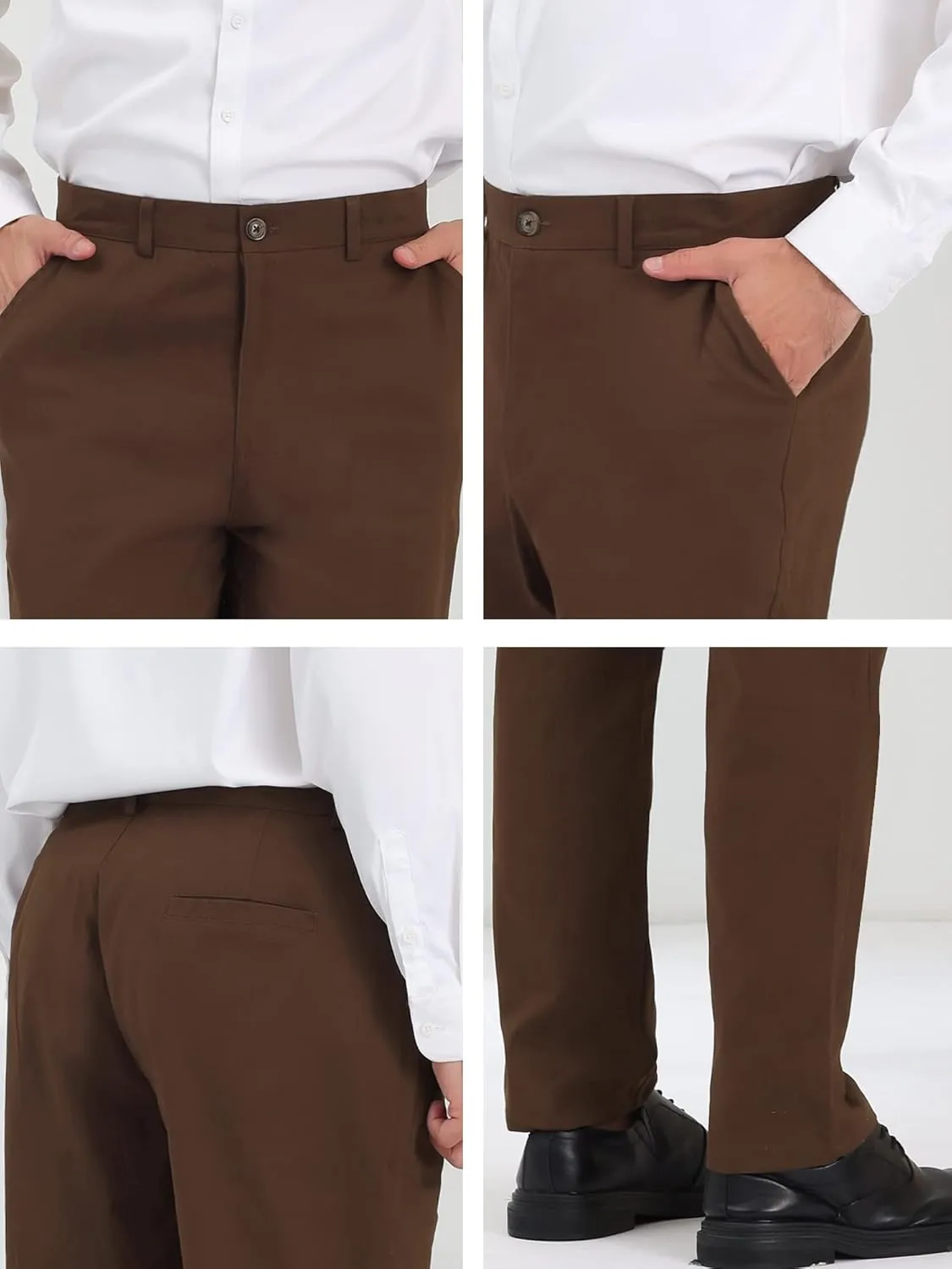 Lars Amadeus Men's Dress Pants Classic Fit Flat Front Solid Color Prom Trousers