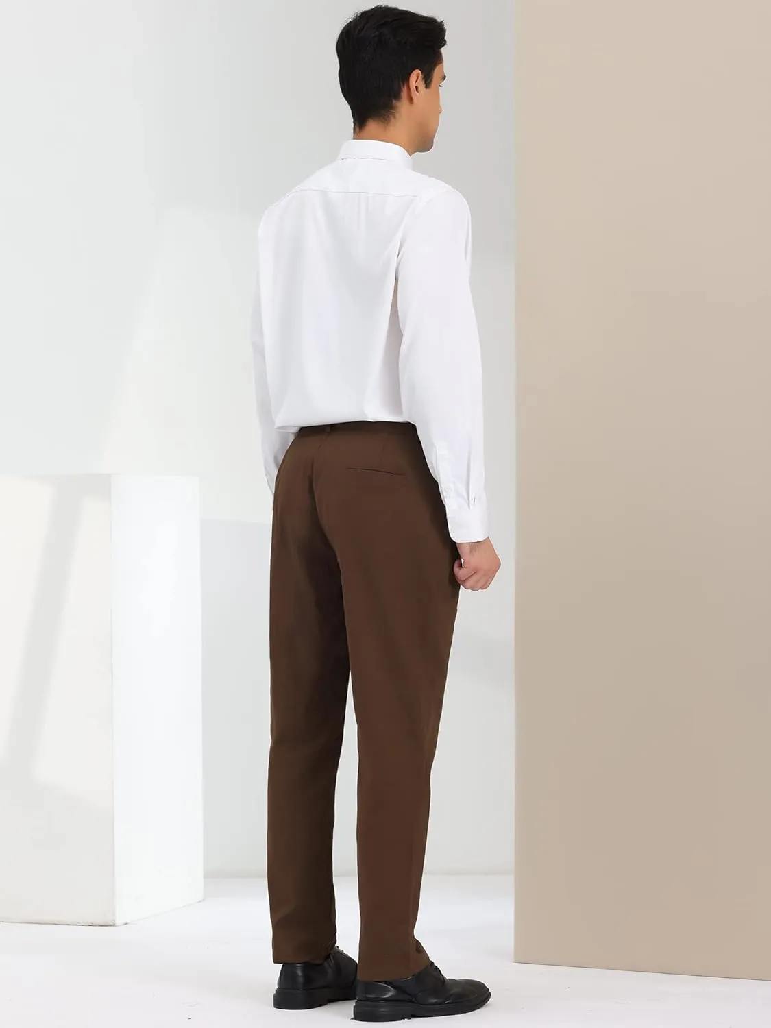 Lars Amadeus Men's Dress Pants Classic Fit Flat Front Solid Color Prom Trousers