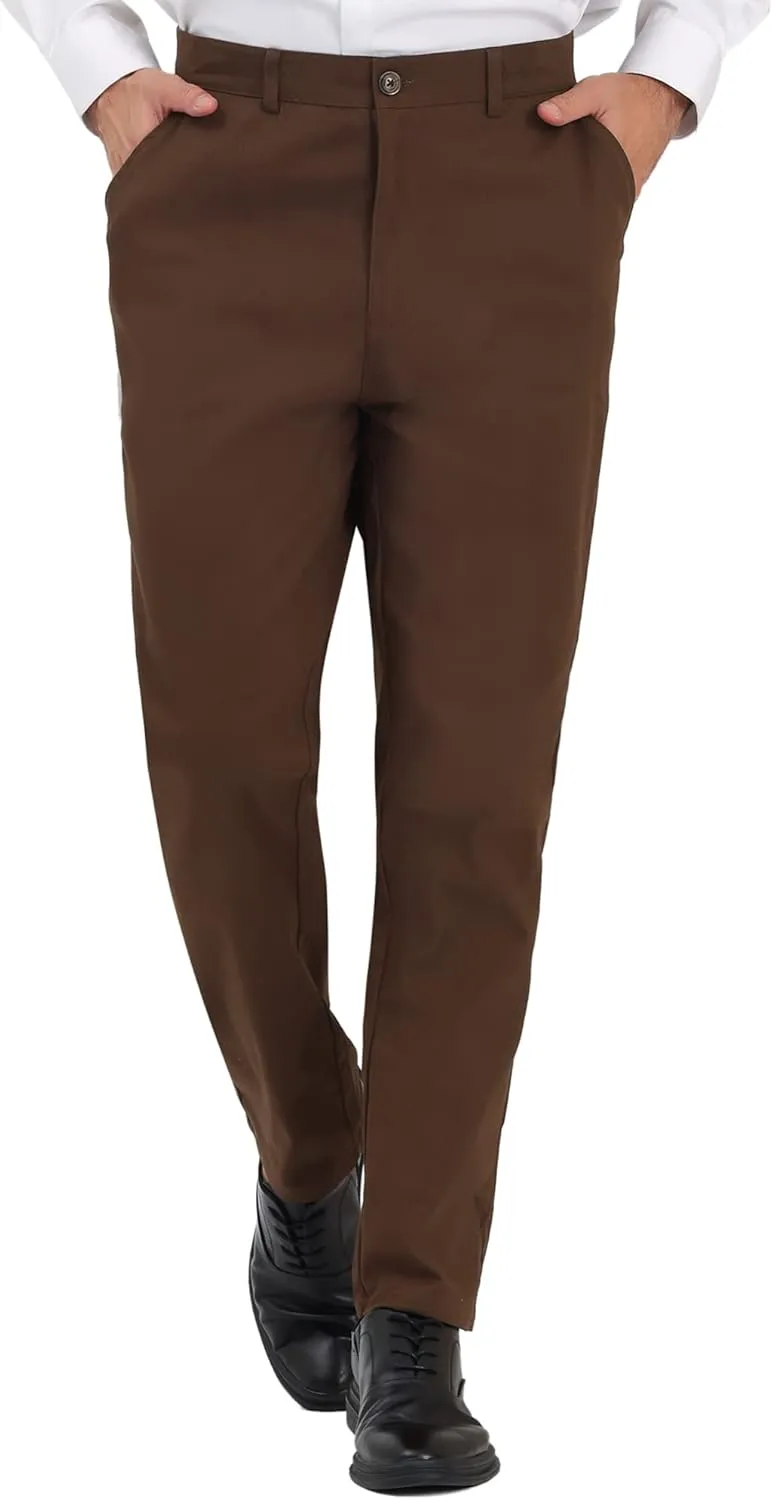 Lars Amadeus Men's Dress Pants Classic Fit Flat Front Solid Color Prom Trousers
