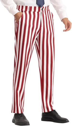 Lars Amadeus Striped Dress Pants for Men's Straight Leg Color Block Business Trousers