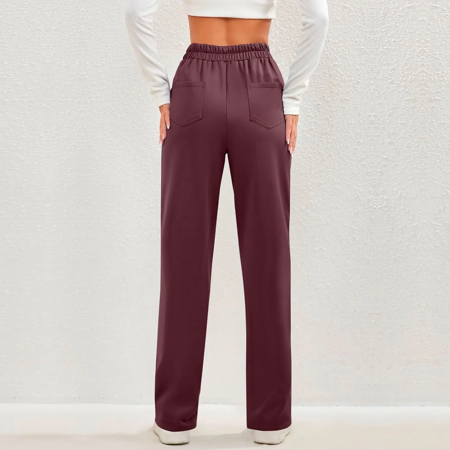 lcyhony Wide Leg Dress Pants for Women High Waisted Buttons Business Casual Pants Y2k Baggy Comfy Trousers Pants with Pockets