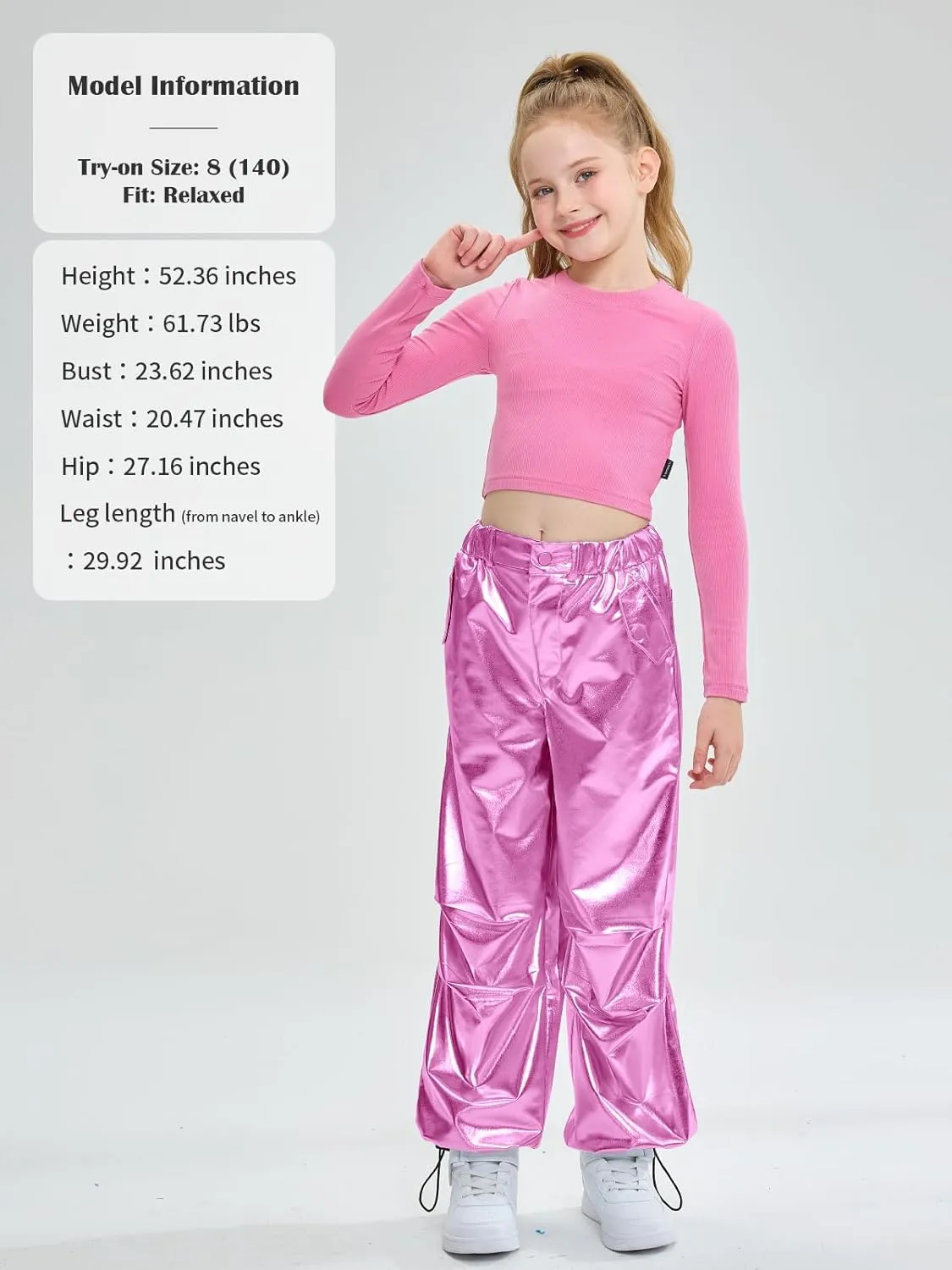 LOLANTA Girls Metallic Jogger Pants, Shiny Jazz Street Hip Hop Dance Pants 7-16, Convertible Leg Opening