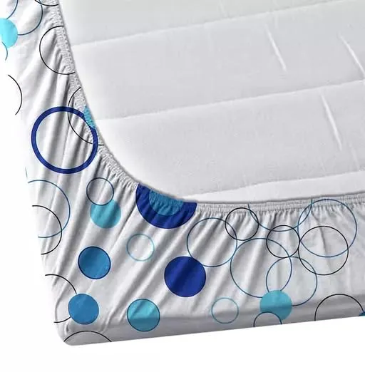 Madhu Textiles Alluring 250 TC Cotton All Round Elastic Fitted Double Bedsheet (72X78 inch) with 2 Pillow Covers (Super King, Blue White)