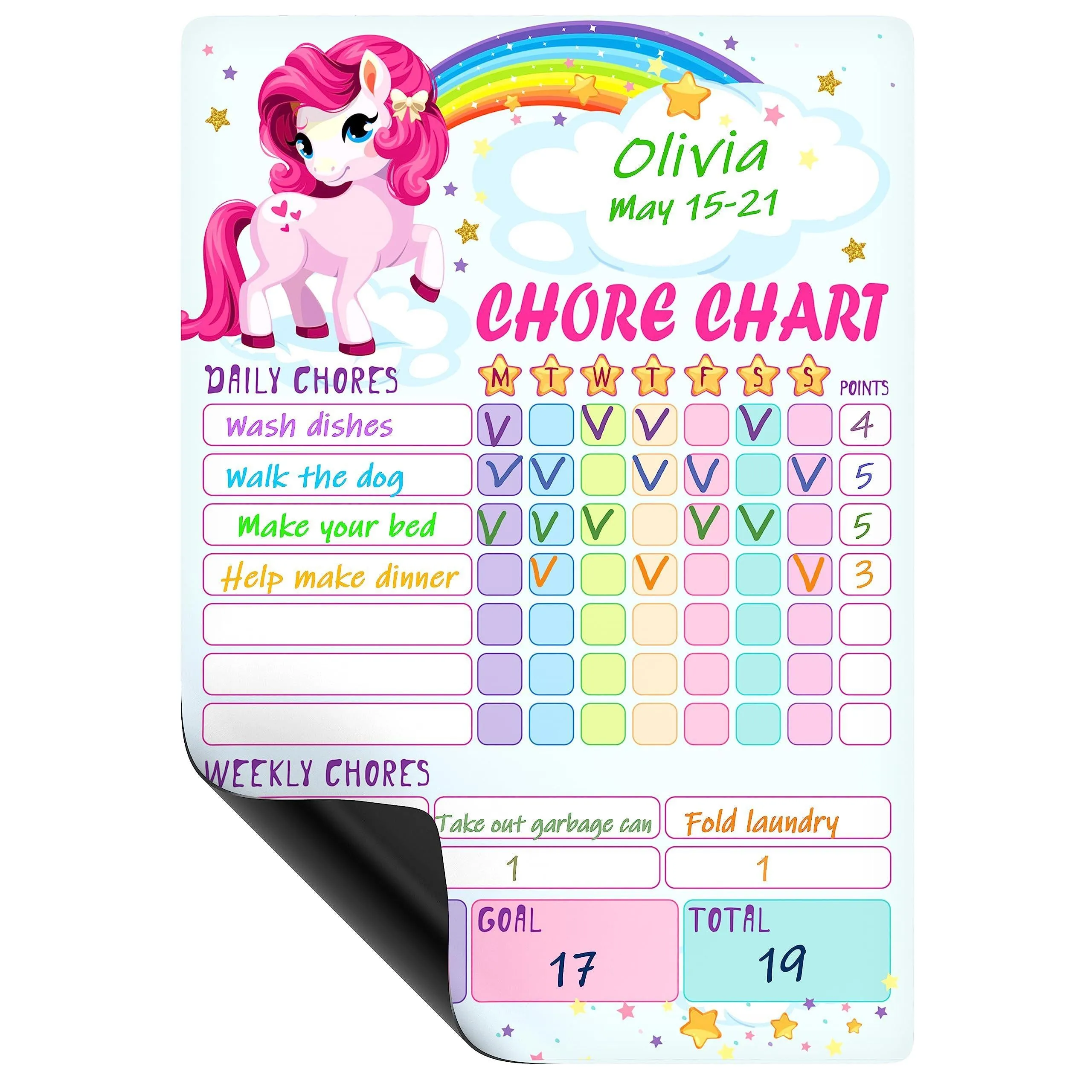 Magnetic Chore Chart for Kids 9x12   Dry Erase Chore Chart Magnetic